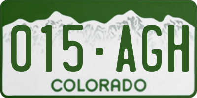 CO license plate 015AGH