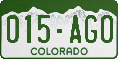 CO license plate 015AGO