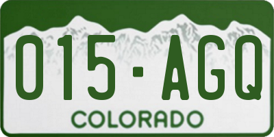 CO license plate 015AGQ