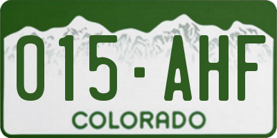 CO license plate 015AHF