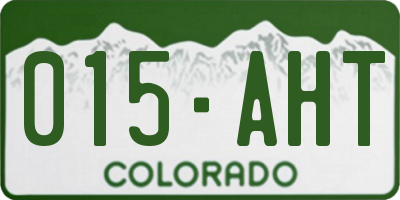 CO license plate 015AHT