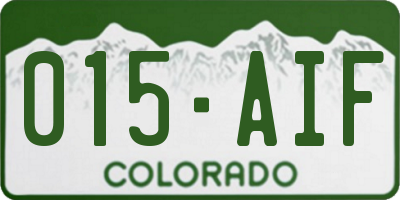 CO license plate 015AIF