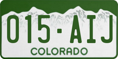 CO license plate 015AIJ