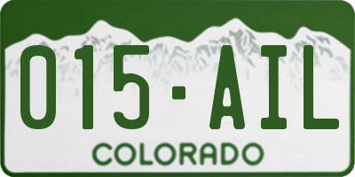 CO license plate 015AIL