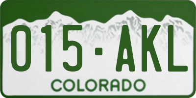 CO license plate 015AKL