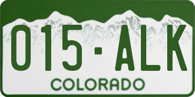 CO license plate 015ALK