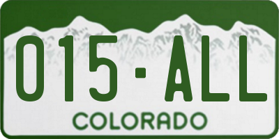 CO license plate 015ALL