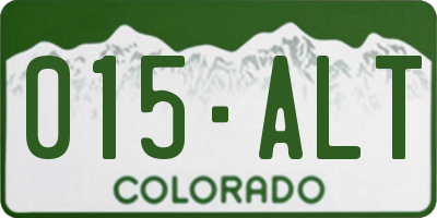 CO license plate 015ALT