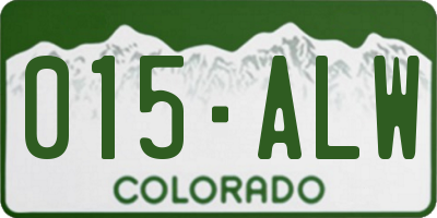 CO license plate 015ALW