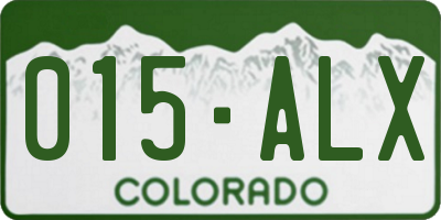 CO license plate 015ALX