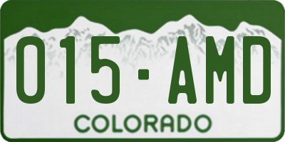 CO license plate 015AMD