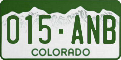CO license plate 015ANB