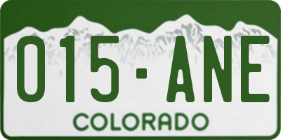 CO license plate 015ANE