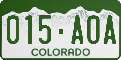 CO license plate 015AOA