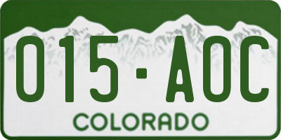 CO license plate 015AOC