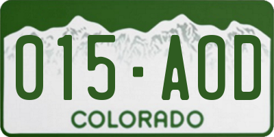 CO license plate 015AOD