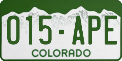 CO license plate 015APE
