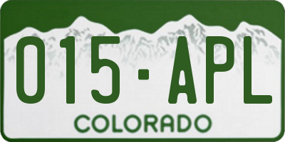 CO license plate 015APL
