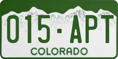 CO license plate 015APT