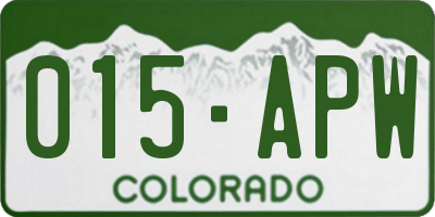 CO license plate 015APW