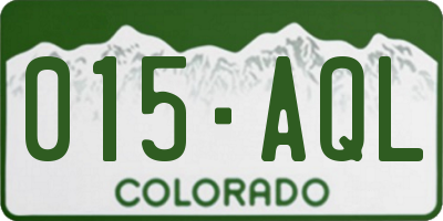 CO license plate 015AQL