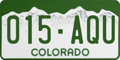 CO license plate 015AQU