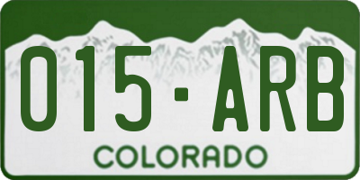 CO license plate 015ARB