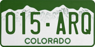 CO license plate 015ARQ