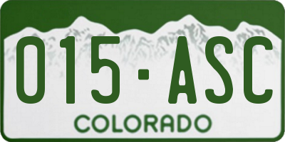 CO license plate 015ASC