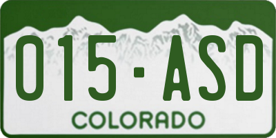 CO license plate 015ASD