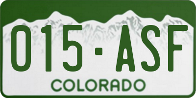 CO license plate 015ASF