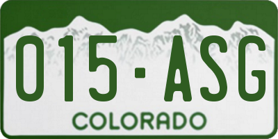 CO license plate 015ASG