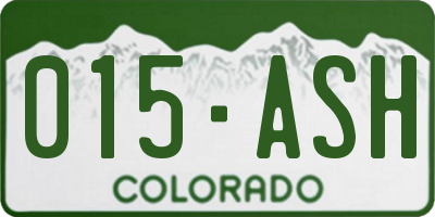CO license plate 015ASH