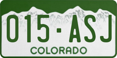 CO license plate 015ASJ