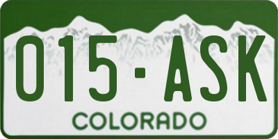 CO license plate 015ASK