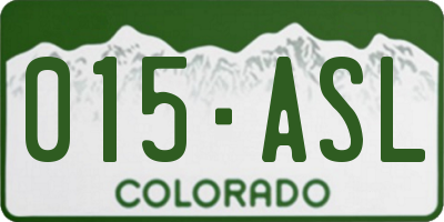 CO license plate 015ASL