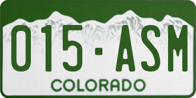 CO license plate 015ASM