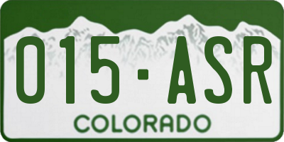 CO license plate 015ASR