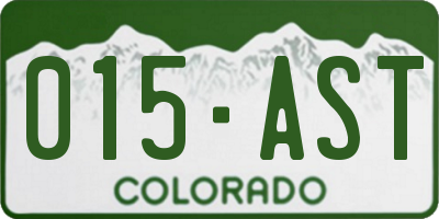 CO license plate 015AST