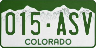 CO license plate 015ASV