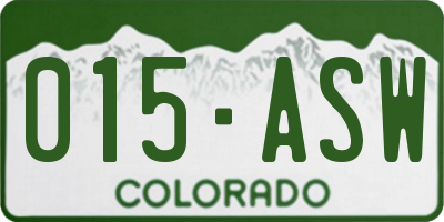 CO license plate 015ASW