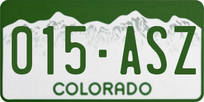 CO license plate 015ASZ