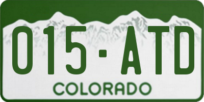 CO license plate 015ATD