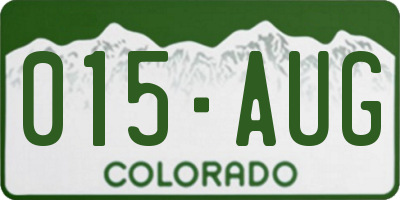 CO license plate 015AUG