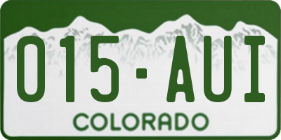 CO license plate 015AUI