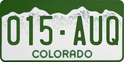 CO license plate 015AUQ