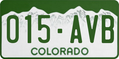CO license plate 015AVB