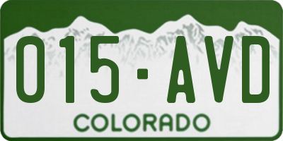 CO license plate 015AVD