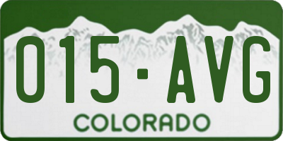 CO license plate 015AVG