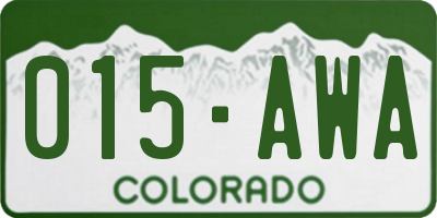 CO license plate 015AWA